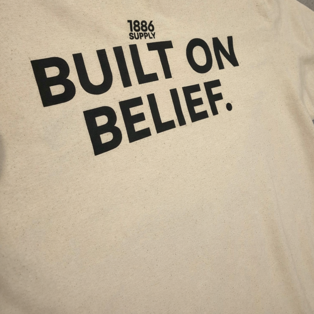BUILT ON BELIEF HOODIE - OFF WHITE