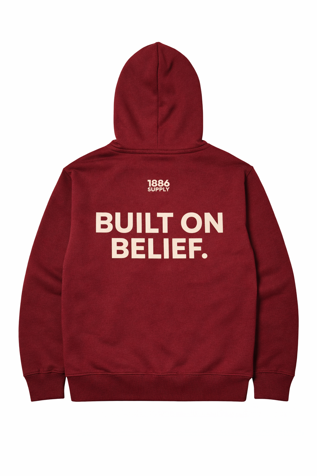 BUILT ON BELIEF HOODIE - BURGUNDY