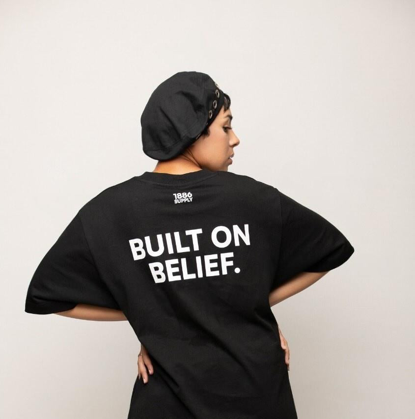 BUILT ON BELIEF T-SHIRT — BLACK
